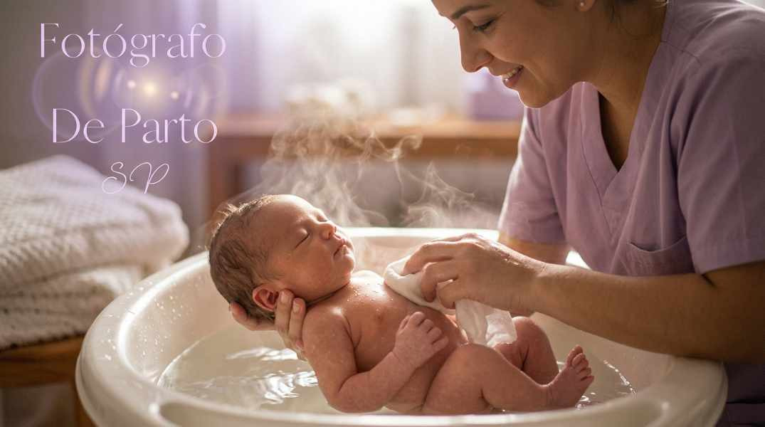 Primeiro banho do bebê na maternidade