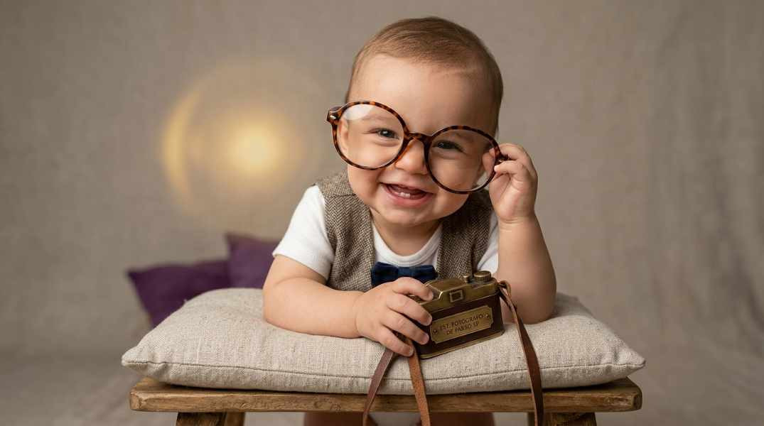 Fotografia de aniversário infantil de bebê de 1 ano
