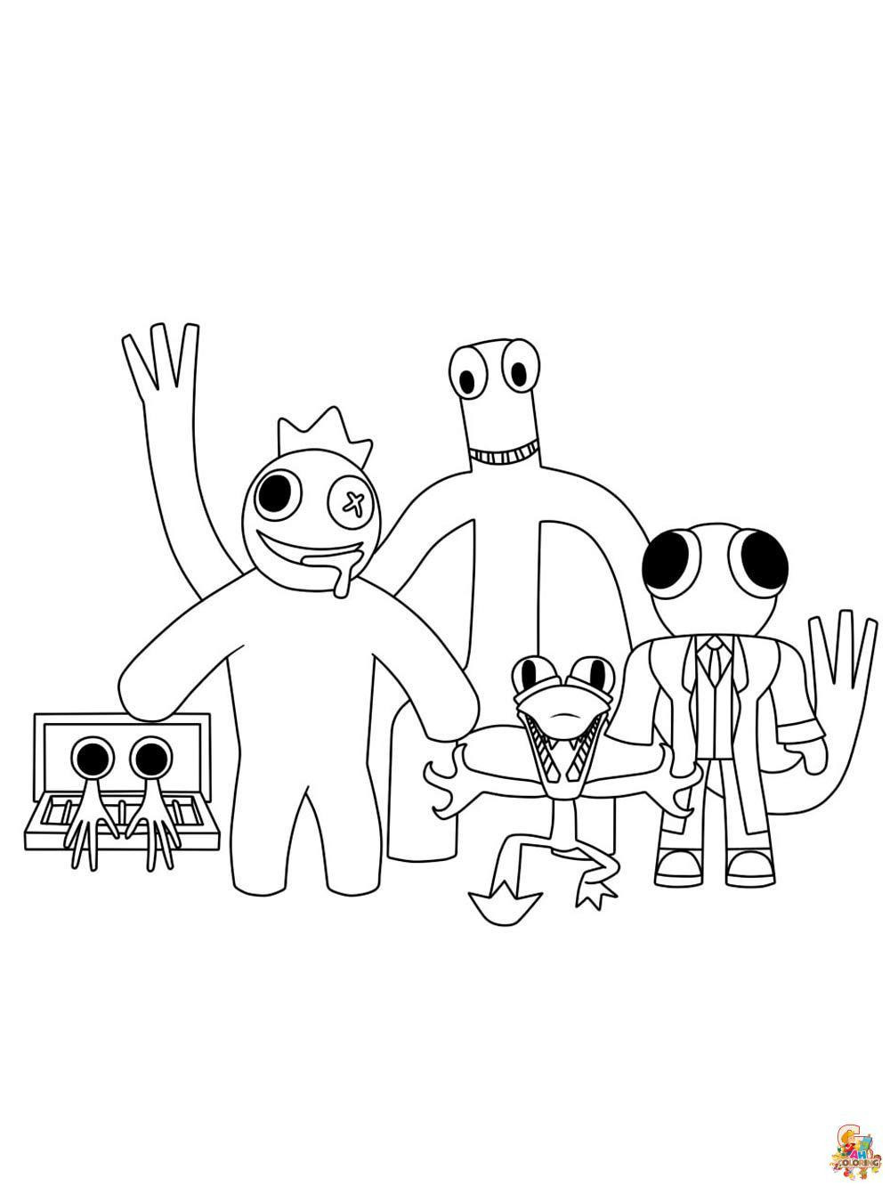 Blue Rainbow Friends Coloring Pages Printable for Free Download