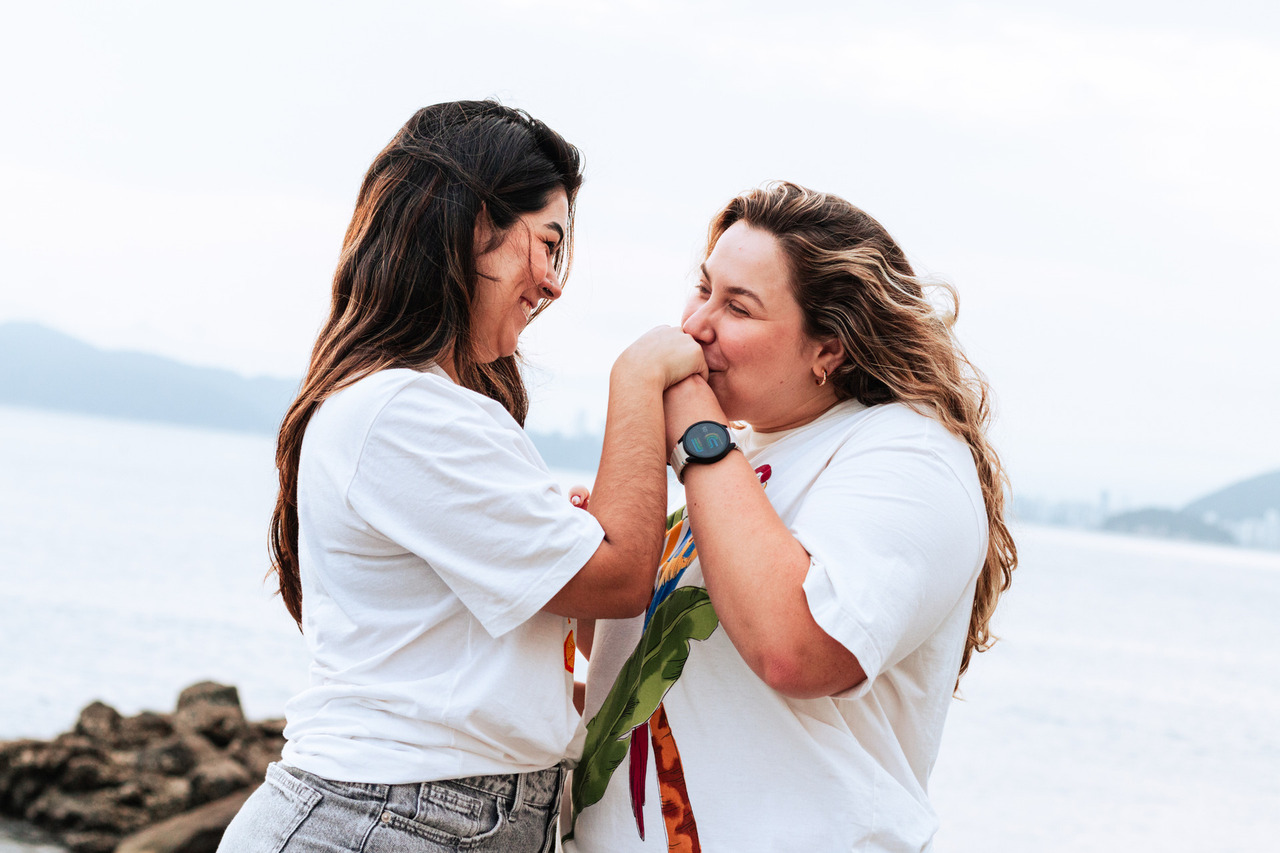Pedido de casamento no pôr do sol em Santos – Dafne & Giovanna - Igor Vilares Fotografia