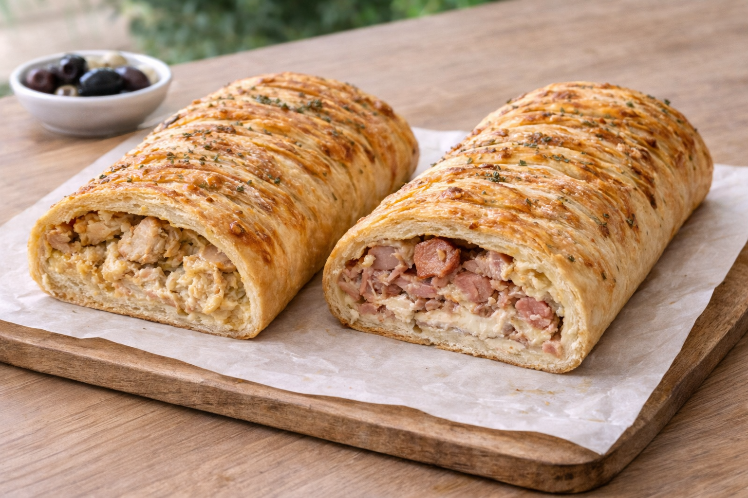 selecionados e bem temperados. Opções: Calabresa, Presunto e Queijo