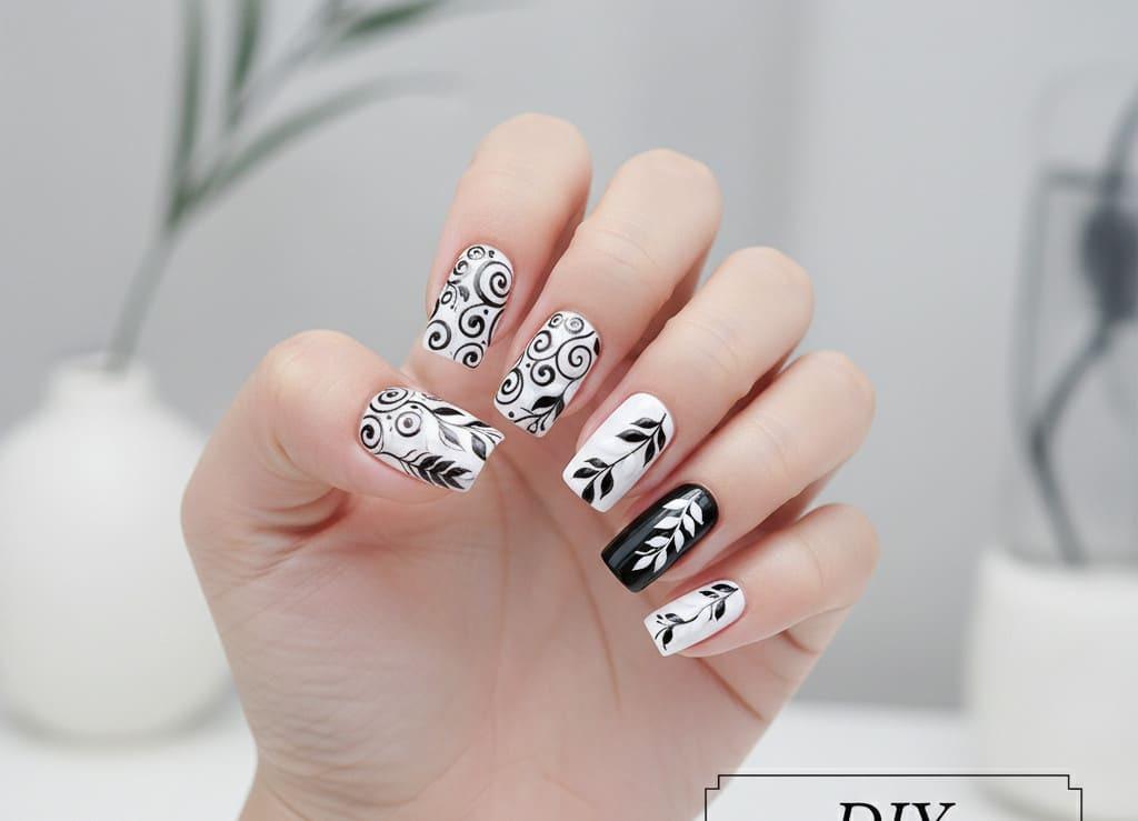 diseños de uñas negras