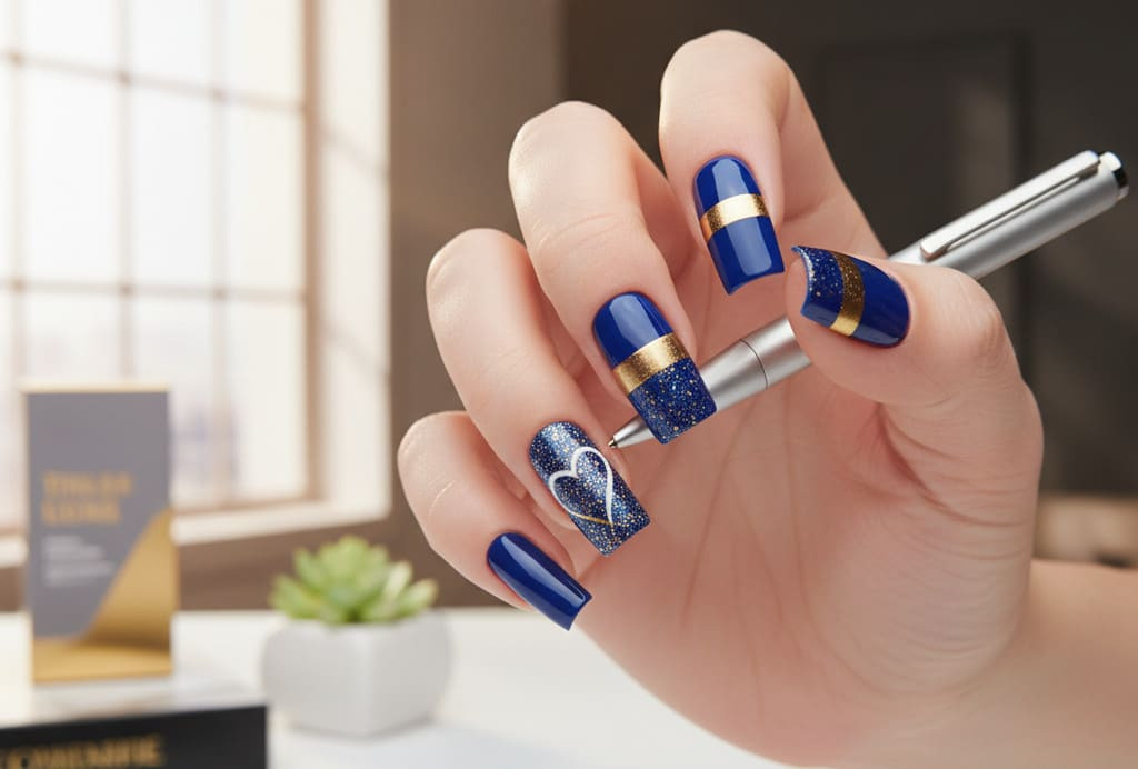 uñas acrílicas azules