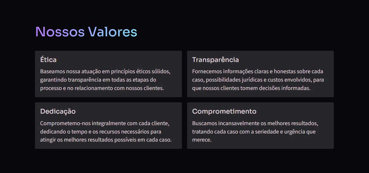 Advogados em São Paulo - Nossos Valores