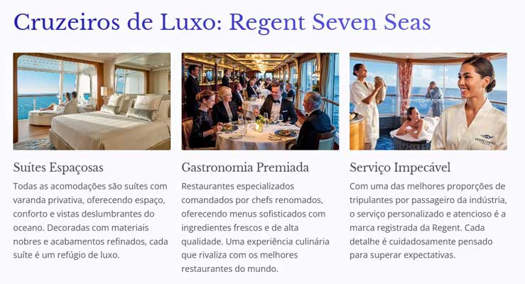 Infográfico - Cruzeiros de Luxo - Regent Seven Seas