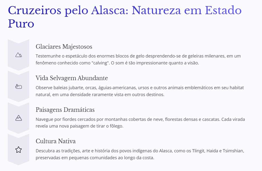 Infográfico Cruzeiros pelo Alasca