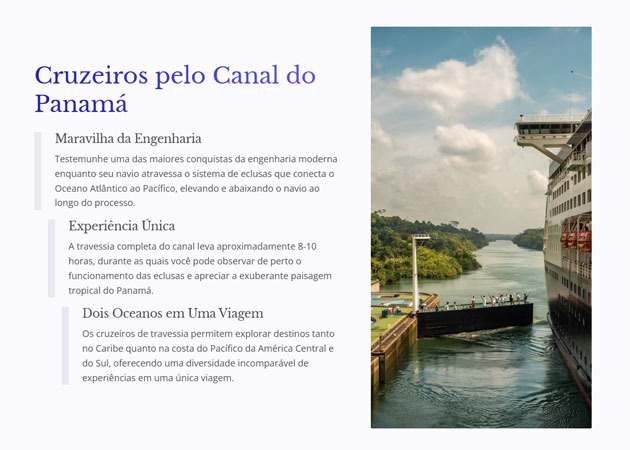 Infográficos Cruzeiros pelo Canal do Panamá