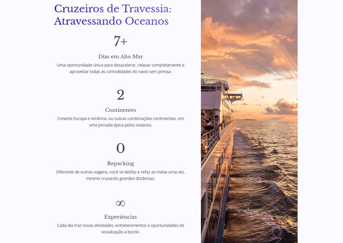Infográfico Cruzeiros de Travessia - Atravessando oceanos