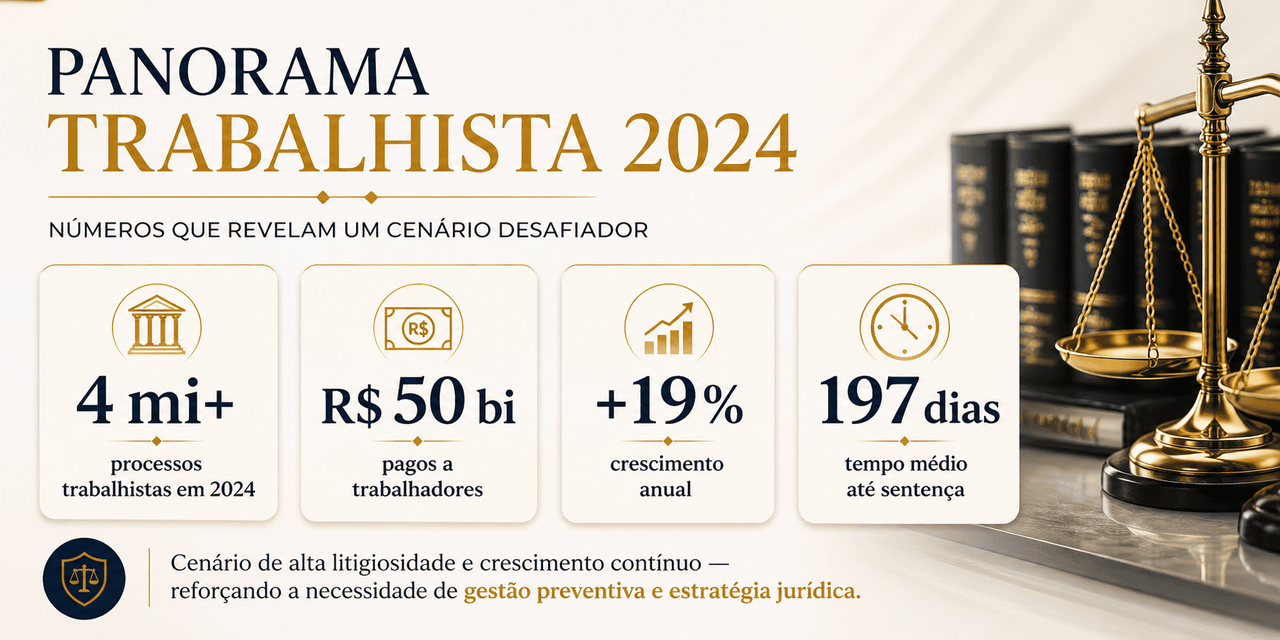 Em 2024, a Justiça do Trabalho julgou mais de 4 milhões de processos, o maior volume dos últimos 20 anos. Além disso, foram pagos aproximadamente R$ 50 bilhões a trabalhadores, com um crescimento anual de 19%.