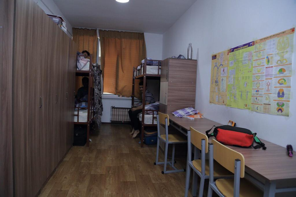 Shared hostel room for Osh State University international students