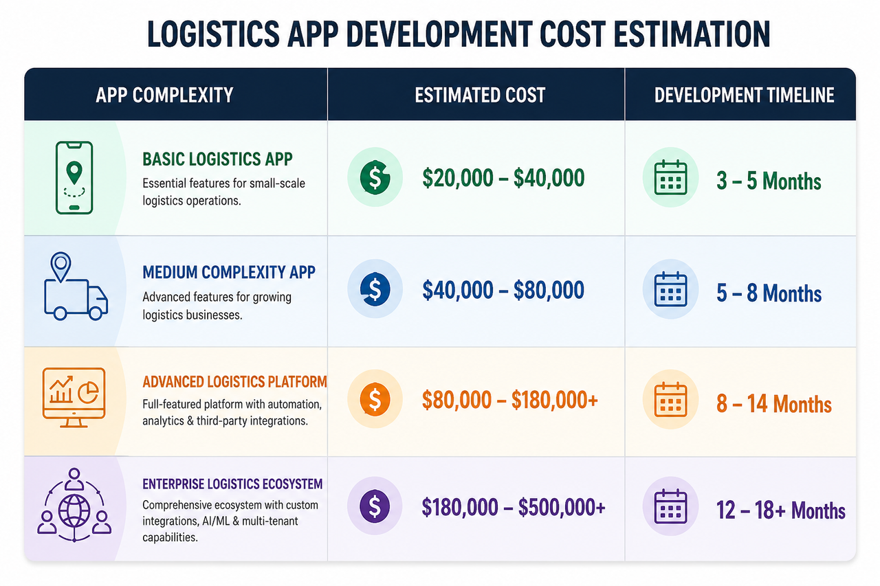 Average On-Demand Logistics App Development Cost